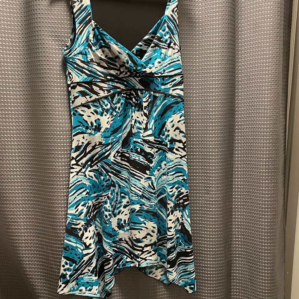 Blue and Black Patterned Women's Dress